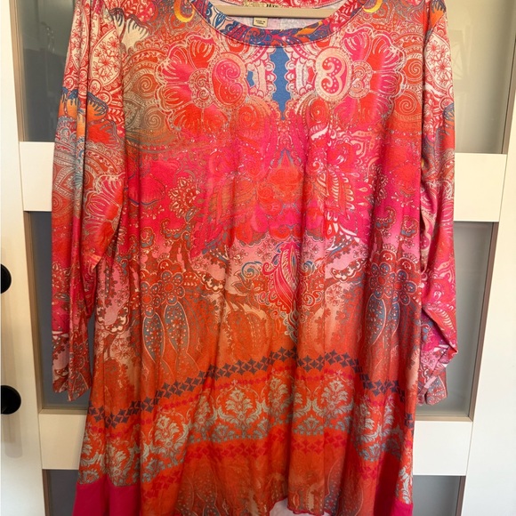ONE WORLD Tops - ONE WORLD Red and Oraange Blouse
